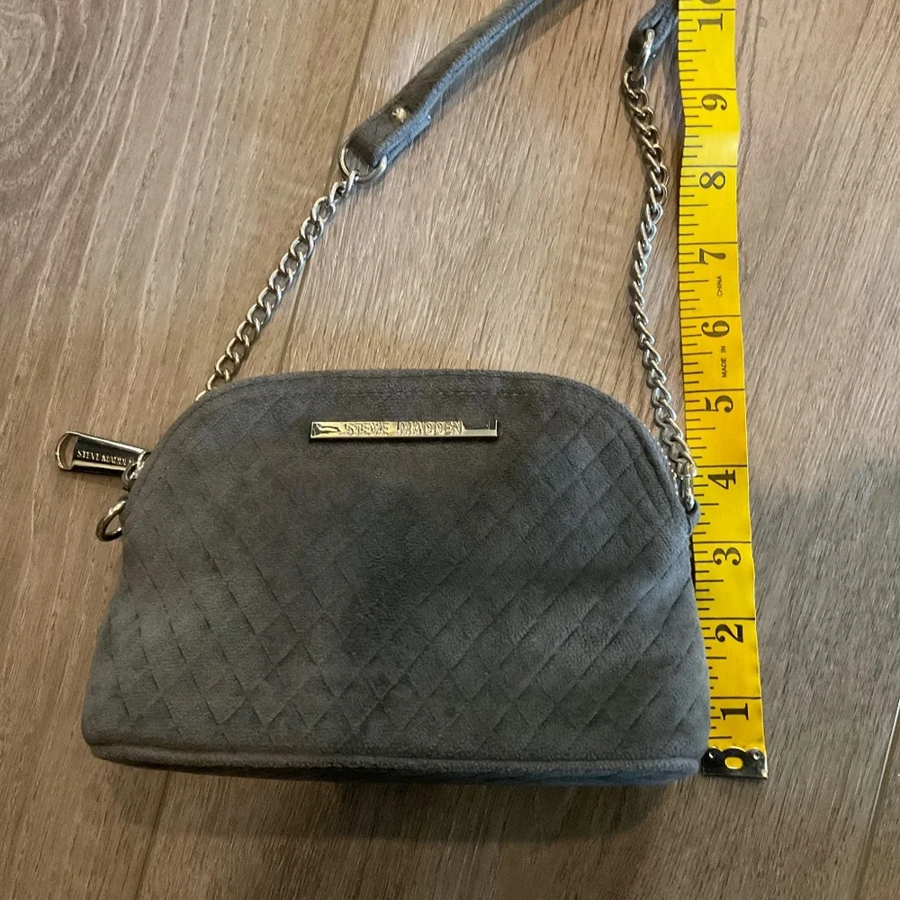 Steve Madden Crossbody Grey Diamond Pattern Velvet Feel